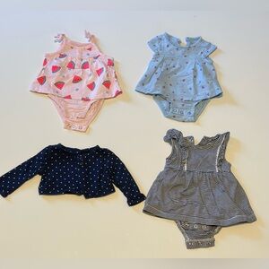 Baby Girl Romper Dresses and Bolero, bundle of 4 size 3 months